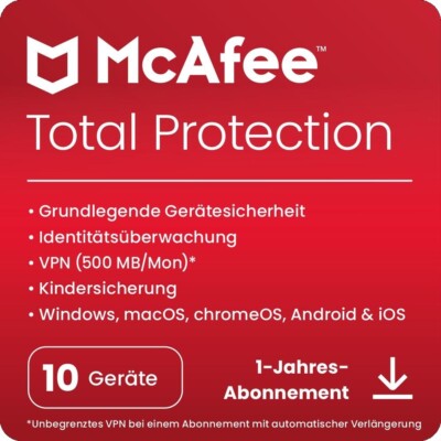 McAfee Total Protection (2026) 10 Geräte 1 Jahr PC / Mac / Android Download NEU