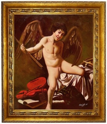 Ölbild Amor, Caravaggio, Michelangelo Merisi Ölgemälde HANDGEMALT, F:50x60cm
