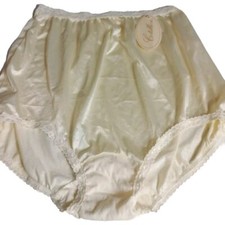 Cotillion nylon lace Candle Brief Yellow panties granny Sz 8 Hip 43" 44" Vintage