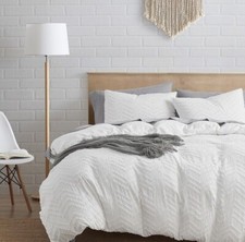 3pc Duvet Cover Set- Luxury Chevron Design Tufted Comforter Cover Pillowcases