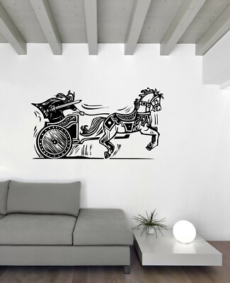 Wall Vinyl Decal Scandinavian Nordic Viking Warrior Sword Chariot (n1718)