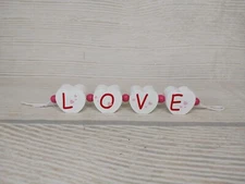 New! "LOVE" White Wood Bead Garland Tier Tray Farmhouse decor Valentine's Blocks