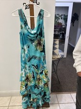 RB Collection Turquoise Floral Dress Size 8
