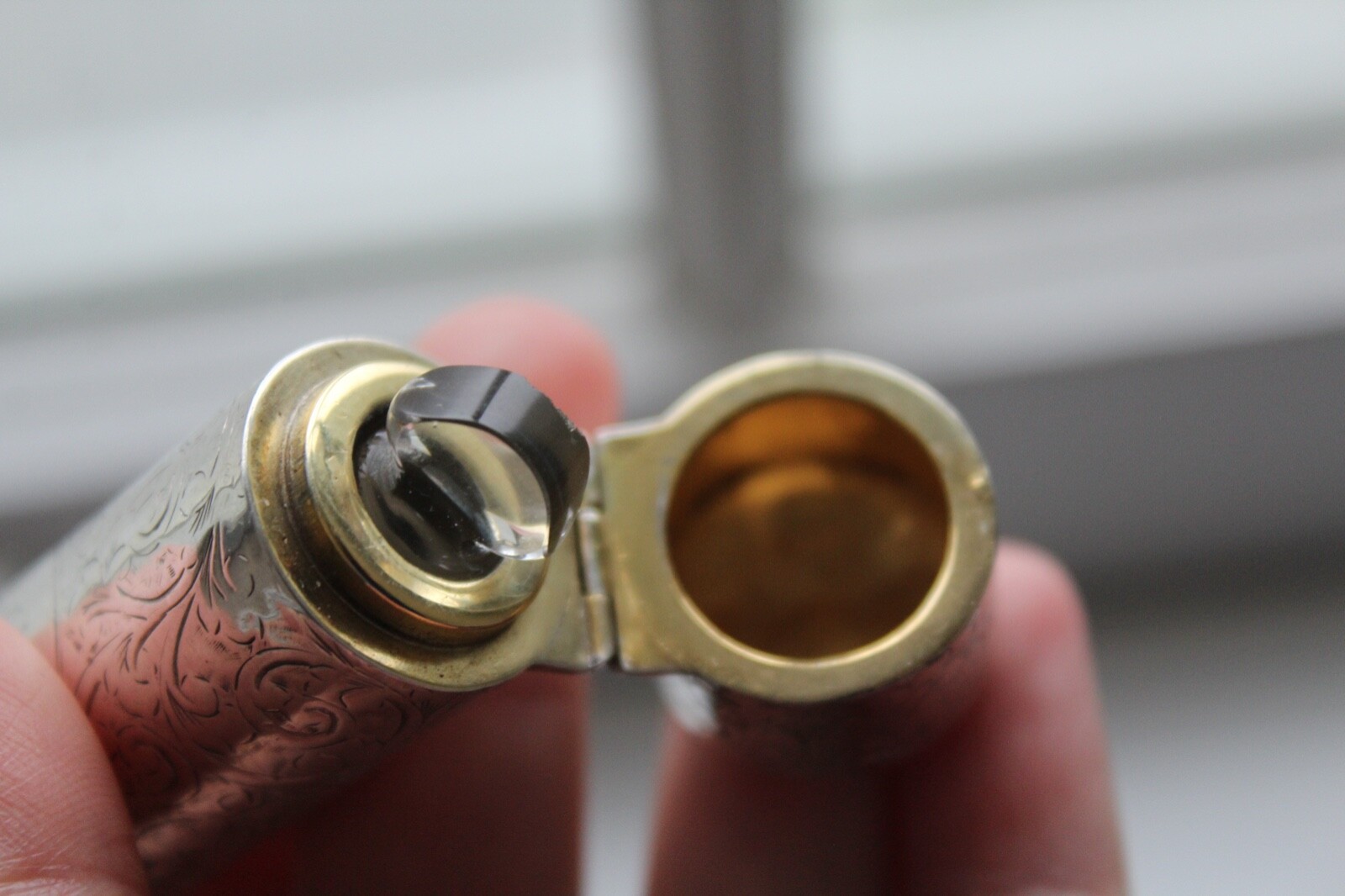 ANTIQUE STERLING SILVER VINAIGRETTE PERFUME SCENT BOTTLE 2-SIDED VERY RARE