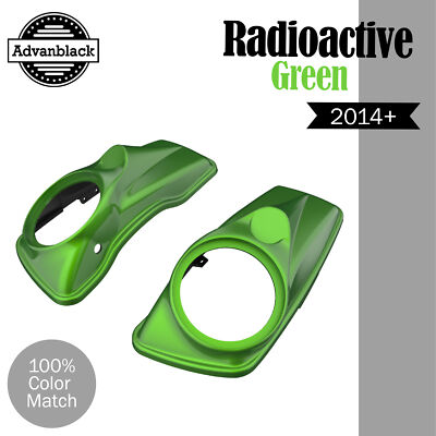 For Harley Touring 14+ Advanblack 8'' Saddlebag Speaker Lids RADIOACTIVE GREEN