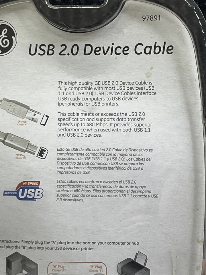 Brand NEW GE USB 2.0 Hi-Speed 6 FT. Foot Device Cable Printer Windows Macintosh - Image 4 of 4