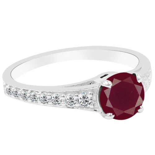 14KT White Gold 1.25 Carat Natural Burmese Red Ruby IGI Certified Diamond Ring - Picture 3 of 4