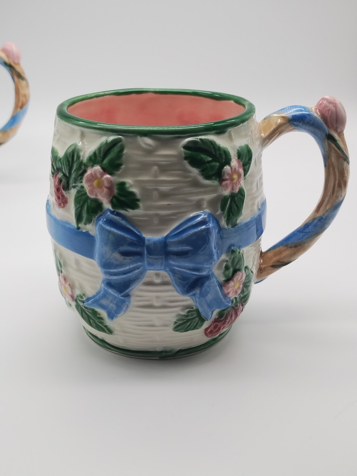 The Haldon Group Set Of 2 Blue Bow Basket Weave Mugs