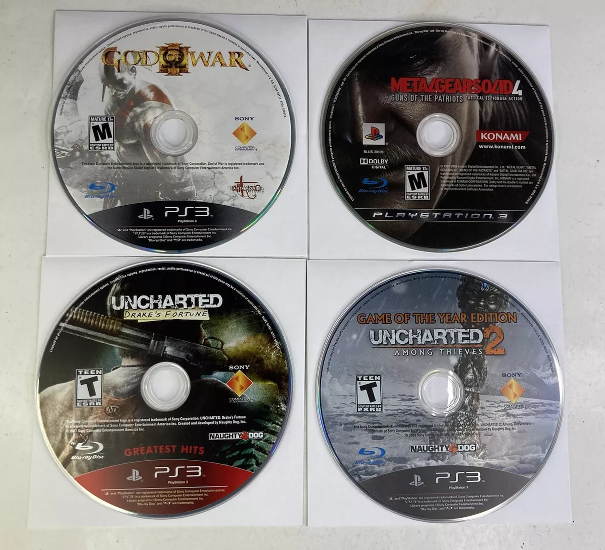 PS3 Uncharted 2, 3, and PS4 Uncharted 4 (Sony PlayStation 3) Complete Lot