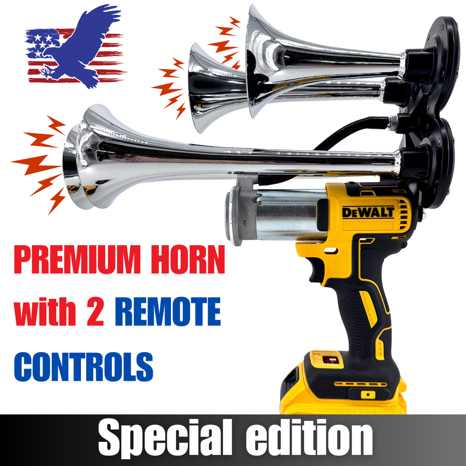 DeWalt Train Horn | SPECIAL EDITION | 2 Remote Controls | Assembled in the USA