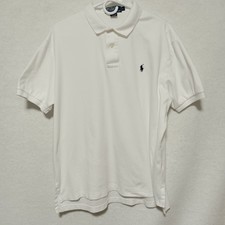 Ralph Lauren Polo Shirt Men, White, Short Sleeve, L, Smooth 100 Cotton EUC