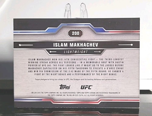 2025 Topps Chrome UFC Sapphire Edition - ISLAM MAKHACHEV - #200 - Picture 2 of 5