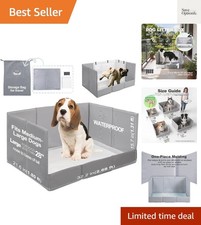 Indoor Dog Potty Tray with High Walls Foldable Waterproof Pee Pad Holder