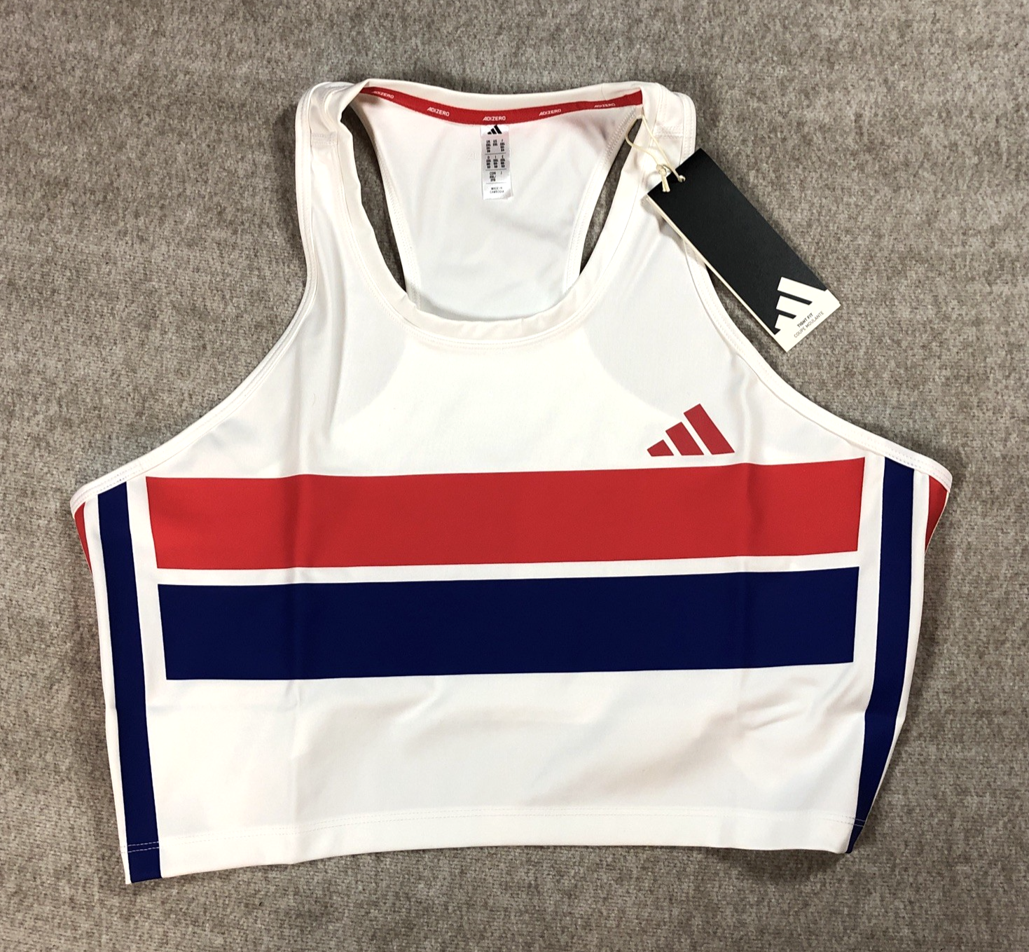 Adidas Women's Adizero Retro Running Crop Top UK 2XL 24 26 White Red Blue