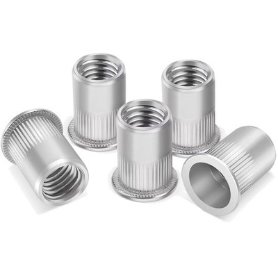Nietmuttern M6, Edelstahl, Flachkopf, Gewindehülsen, Befestigung, Set, rostfrei
