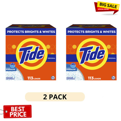 2 Pack Tide Powder Laundry Detergent Original Scent 129oz 113 Loads High Efficie