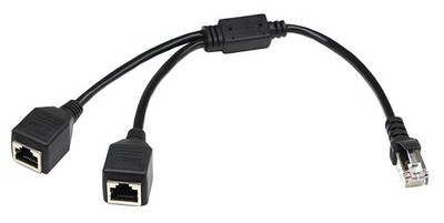 Network Cable, 30 cm, RJ45 Female to 2 RJ45 Female, for Switching Power...