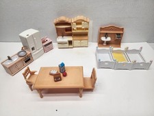 Epoch Calico Critters Sylvanian Families Kitchen Furniture Sink, Stove Bed Table