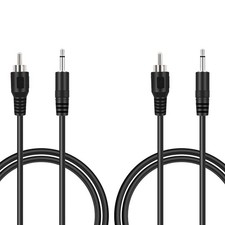 2 Pack 3ft RCA to 3.5mm 1/8 inch Monaural Mono Plug Jack Connector Audio Conv...