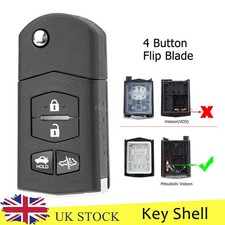 Repair For Mazda MX5 RX8 4 Button Flip Car Key Fob Case Shell With Uncut Blade