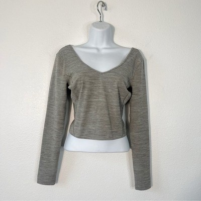 Lululemon Align Cropped Long Sleeve Top Size 6 Heathered Rover Activewear