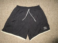 VTG UMBRO NYLON SOCCER ATHLETIC SHORTS MEN SZ XL BLACK 80's 90's