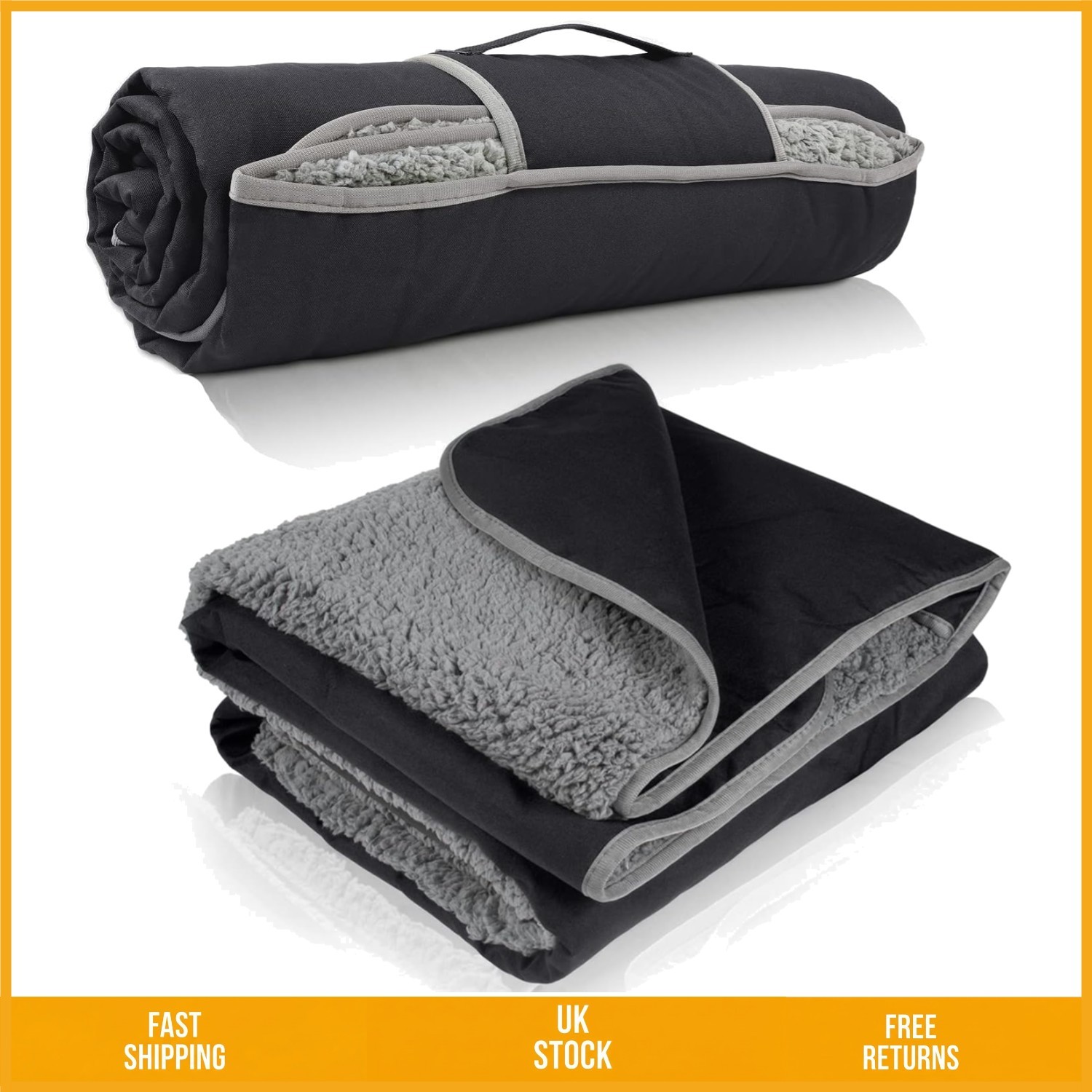 Cozy Waterproof Sherpa Outdoor Blanket Warm Windproof Picnic Mat 130 x 150 cm
