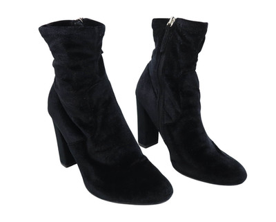 STEVE MADDEN Shoes Damen EU 38 Block Heel Sock Boots Side Zip Black Velvet