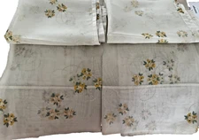 Set Vintage 1960s Floral Sheer Kitchen Curtains Retro 41" x 29"
