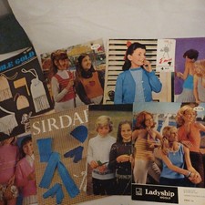 8 vintage knitting patterns teanage ladies scarf hats gloves tanktops etc