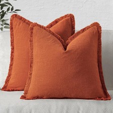 Decorative Pillow Covers  Neutral Beige Linen Boho Farmhouse cover Set of 2