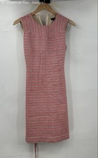 J. Crew Italian Tie Waist Tweed Dress Women's 4 Red Chevron Pattern