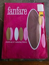 NIP Vintage Fanfare Micro-Mesh One Size Fits All Stockings Grey Mist