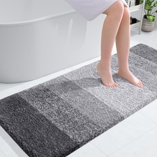 Soft Microfiber Bathroom Runner Rug 54x24, Quick Dry, Machine Washable, Grey