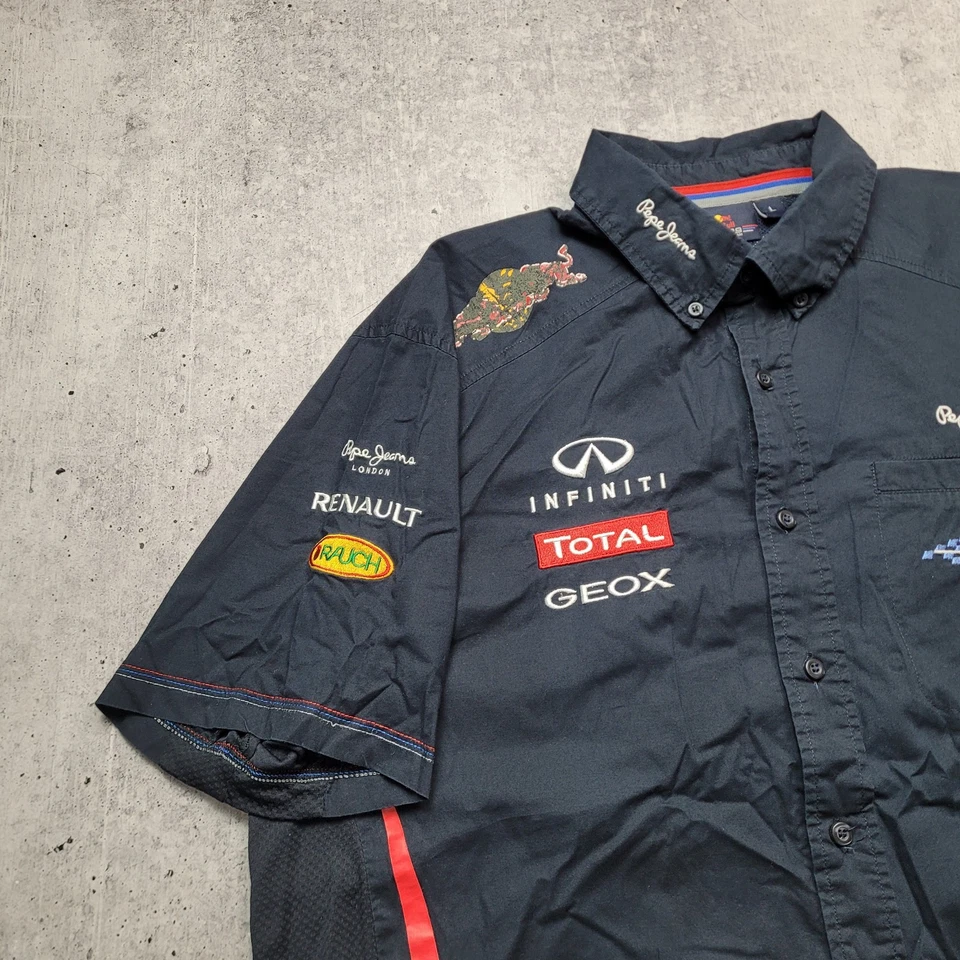 Vintage Red Bull Pepe Jeans Formula 1 Racing F1 Sebastian Vettel Shirt Size L - Image 3 of 4