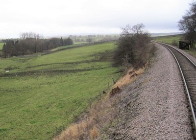 Foto 6x4 Blick von einem Skipton-Rylstone Ausflugszug - Felder bei Calt c2016