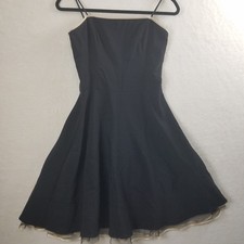 Steppin Out Black Spaghetti Strap Flare Dress with Gold Trim Style 7904 women M