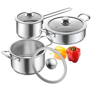 Ensemble de casseroles en acier inoxydable, 6 Pièce antiadhésif cuisine Induction...