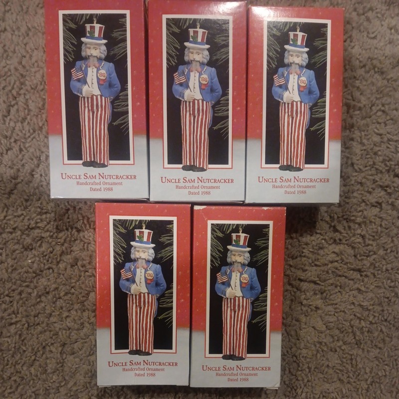 1988 Hallmark Keepsake Ornament Uncle Sam Nutcracker lot of 5