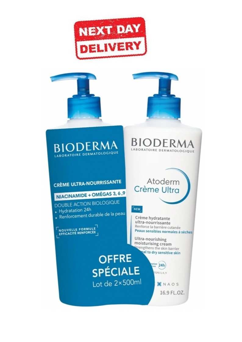 Bioderma Atoderm Ultra Nourishing Cream Unscented 2 x 500ml – Made in France