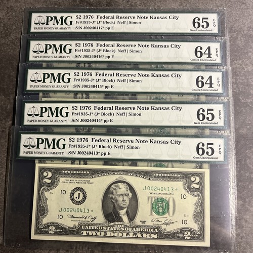1976 $2 Kansas City STAR 5 CONSEC Two Dollar Fr 1935-J* KEY DATE PMG 64 Or Bettr