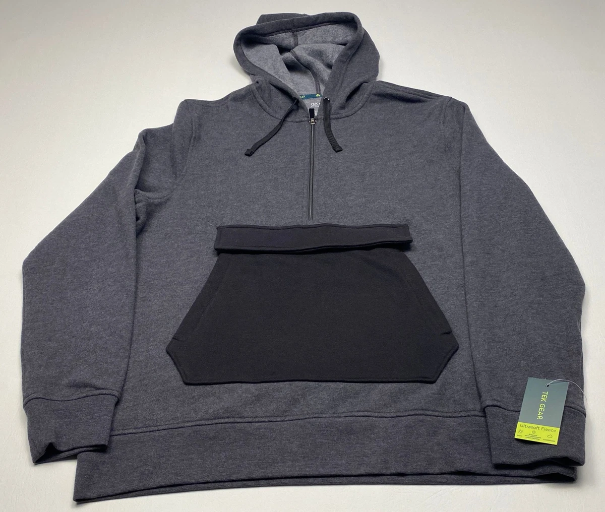 Sweat à Capuche Tek Gear DryTek, Homme, Noir/gris, Taille L, Zip Avant