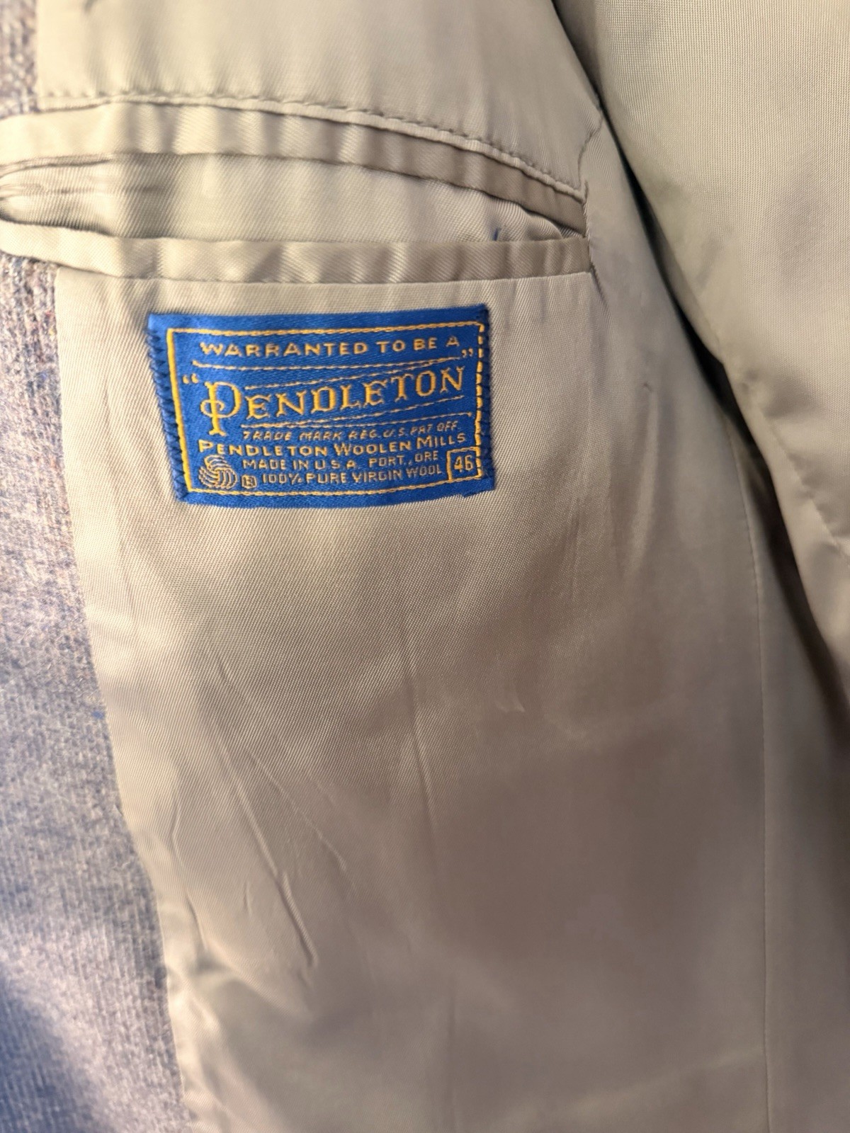 Pendleton Wool Blazer Jacket Men 46 Gray Elbow Pa… - image 4