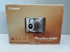 Canon PowerShot A580 8.0MP Digital Camera Silver Box Manual Tested And Working