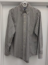 Vtg Lands' End Button-Down Shirt Plaid Check Men's 16 - 35 Poplin Hong Kong