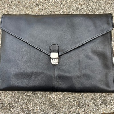 Kenneth Cole Leather Portfolio w. Lock Inside & Outside Zippered Pockets NWT