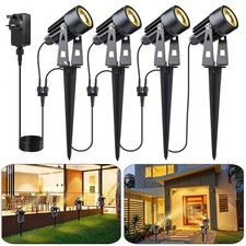 4 Packs Garden Spike Light Landscape Yard Adjustable Spotlights Mains Powered UK