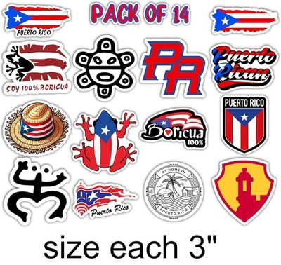 Puerto Rico Stickers  Puerto Rican Flag, Coquí, Taino Symbols & Cultural