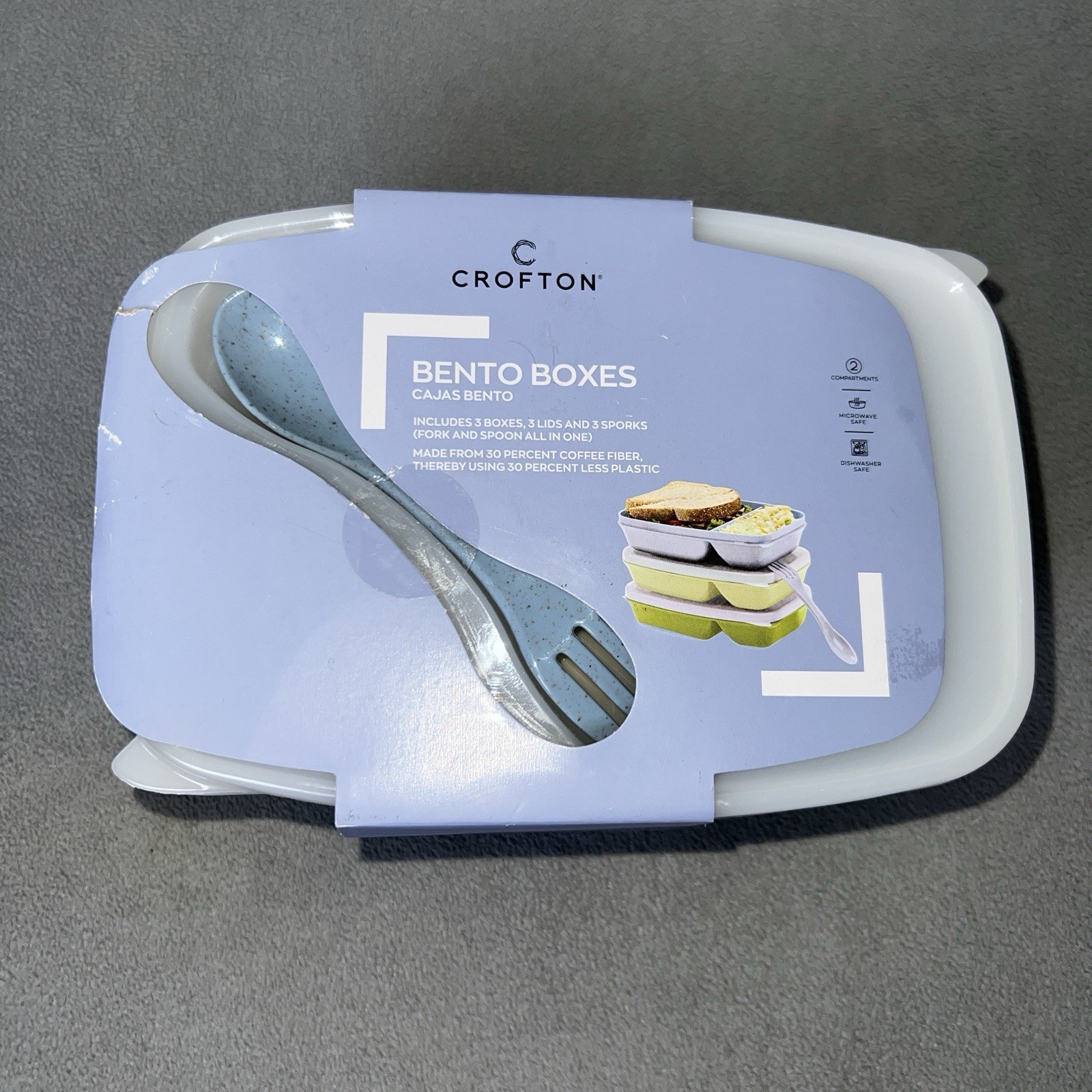 With Compartments Reusable Container W/ Sporks Set Of 3