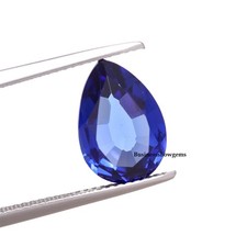 Pear Cut Blue Sapphire Lab Grown Synthetic Ge...